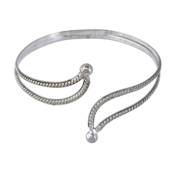 Vintage Mexico Sterling Silver 925 Openwork Rope Motif Collar Necklace 13" - Picture 1 of 7